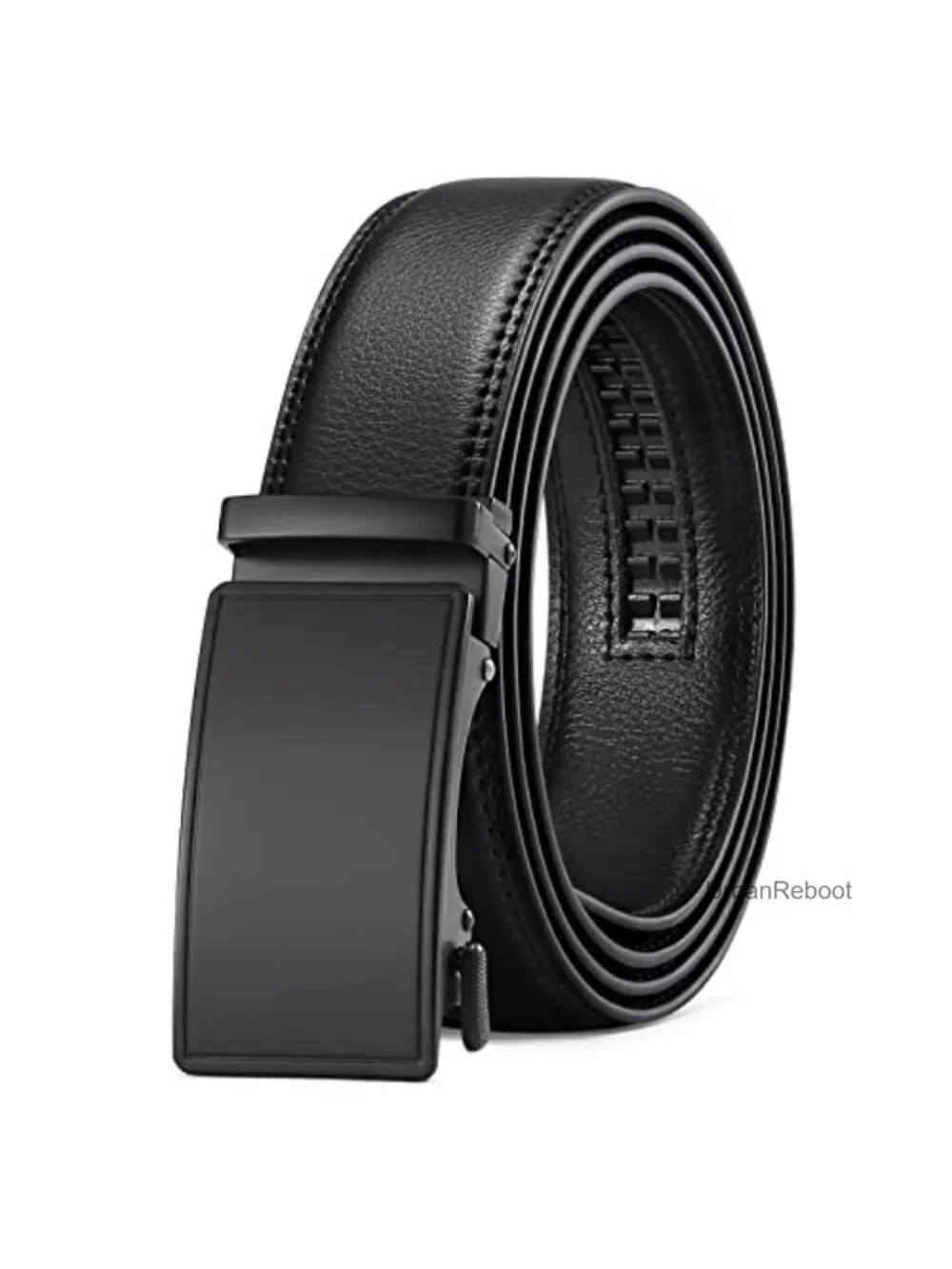 Men's Leather Belt Ratchet Buckle Trim to Fit Dress Casual Adjustable